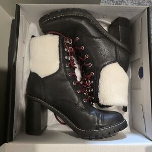 Nine West Black and White Heeled Boots